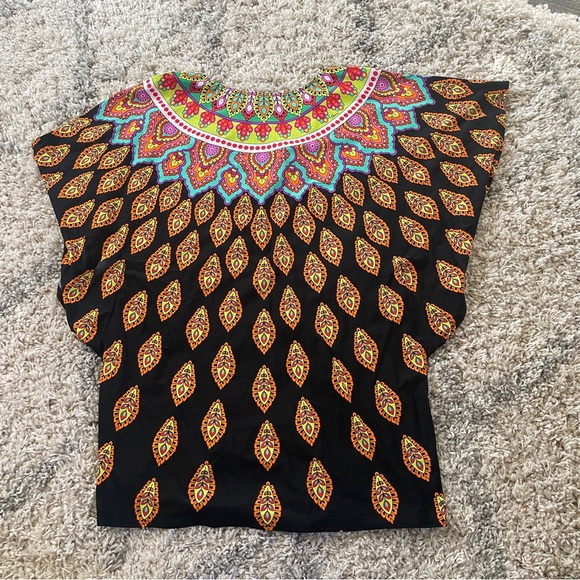 Trina Turk Vibrant Black and Multicolor Blouse size medium - Picture 5 of 10